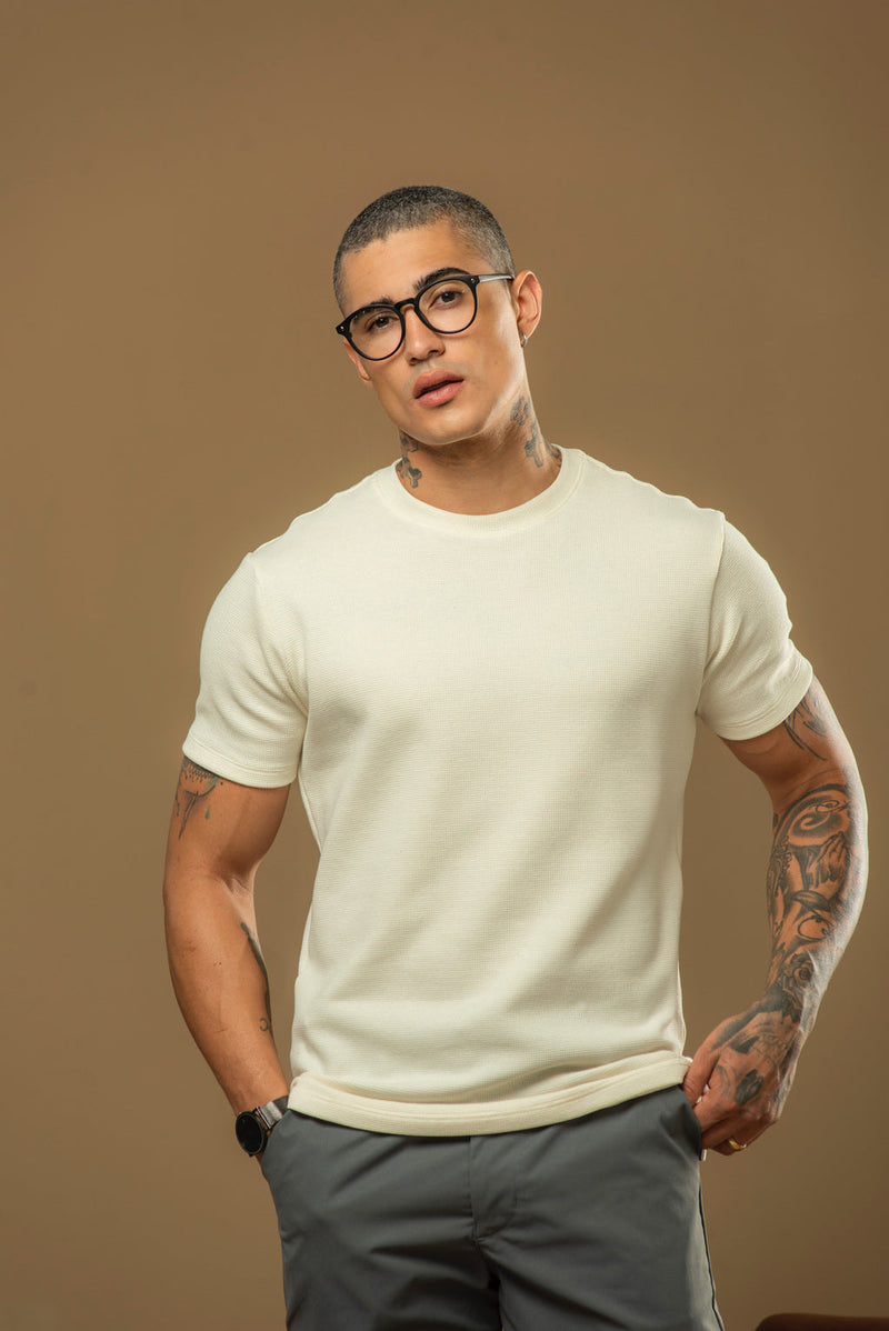 Kit com 5 Camisetas Texturizadas Malha Waffle - Não amassa, não desbota e 0 transparência